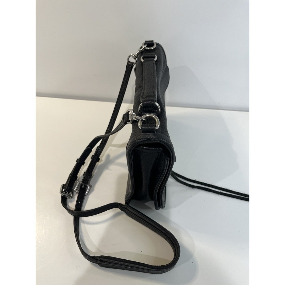REBECCA MINKOFF Black Pebbled Leather Top Handle‎ Crossbody Bag Minimalist - Picture 10 of 11